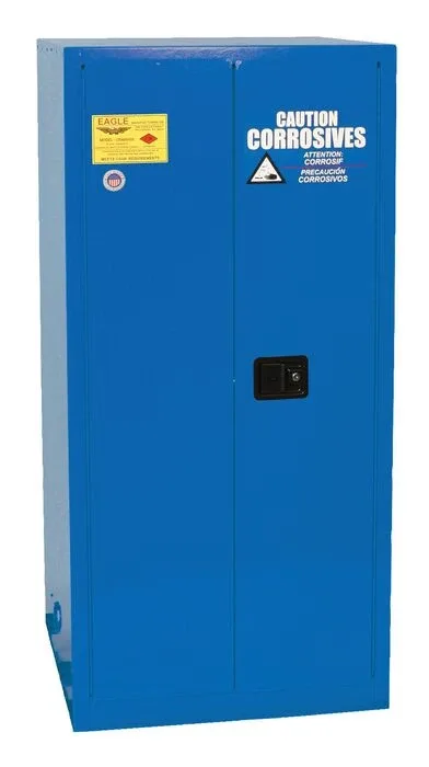 55 Gallon, 1 drum, Vertical, 2 Door, 1 Shelf, Self Close, Metal Corrosive Safety Cabinet, Blue - CRA2610X