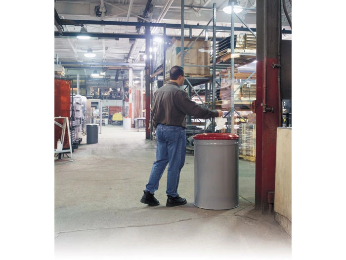 55 Gallon Steel Cease-Fire® Waste Receptacle, Safety drum Can with Steel Head, Gray - 26455