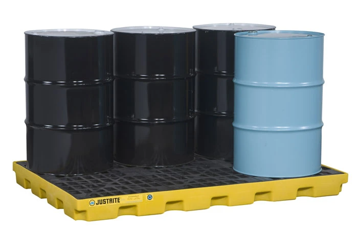6 drum Accumulation Center - 73 Gallon Spill Capacity, EcoPolyBlend™, No Drain, Yellow - 28658
