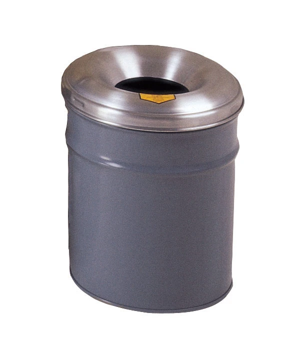 6 Gallon Steel Cease-Fire® Waste Receptacle, Safety drum Can with Aluminum Head, Gray - 26606G