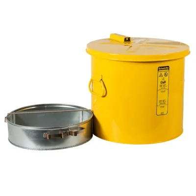 6 Gallon, Wash Tank with Basket for Small Parts Cleaning, Self-Close Cover with Fusible Link, Steel, Red
