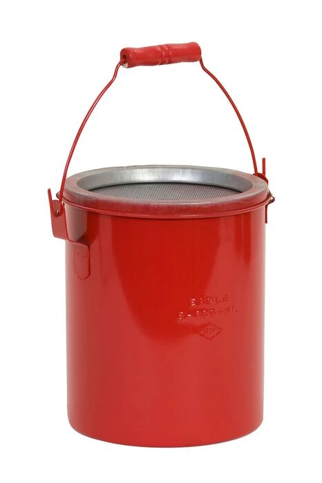 6 Quart, Steel Bench Can, Dasher Screen with Lid, Red - B606
