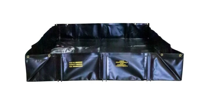 6' x 6' x 12", 268 Gallon Spill Capacity, Spill Berm with Angle Brackets, QuickBerm®, Black - 28068
