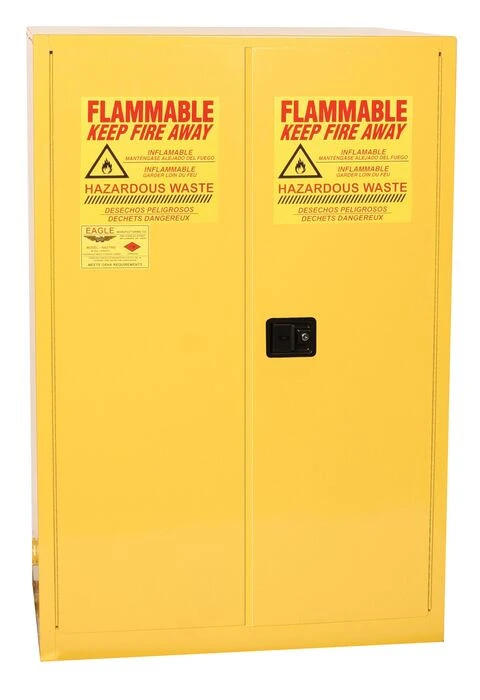 60 Gallon, 2 drum, Vertical, 1 Shelf, 2 Door, Self Close, Haz-Mat Safety Cabinet, Yellow - HAZ9010X