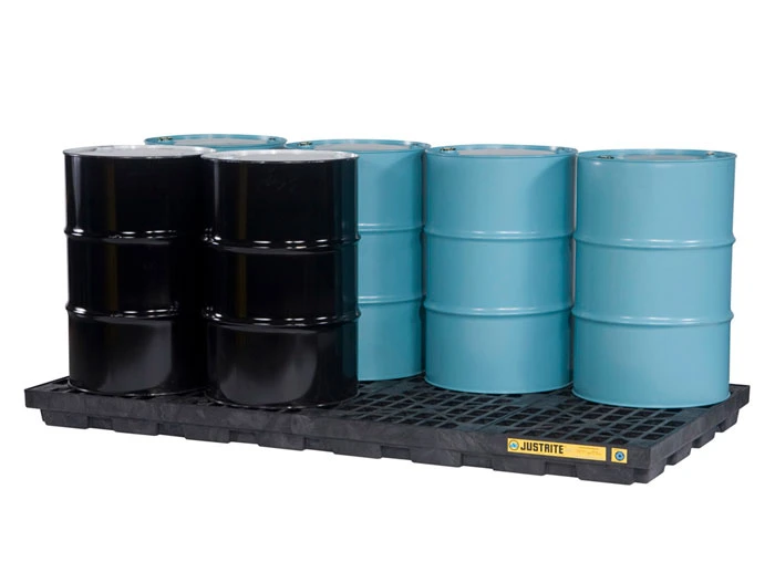 8 drum Accumulation Center, 98 Gallon Spill Capacity, EcoPolyBlend™, No Drain, Black - 28661
