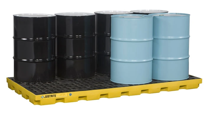 8 drum Accumulation Center, 98 Gallon Spill Capacity, EcoPolyBlend™, No Drain, Yellow - 28660