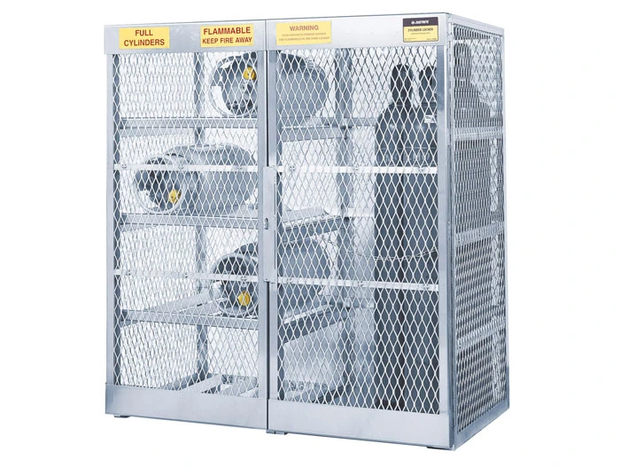 8 Horizontal LPG and 10 Vertical Compressed Gas Cylinder Tanks, Gas Cylinder Cabinet Locker Combo, Aluminum - 23008
