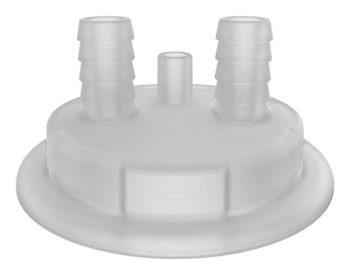 83mm Adapter for Carboy Cap, Two 1/2" Molded-in Hose Barbs and Vent - 12876