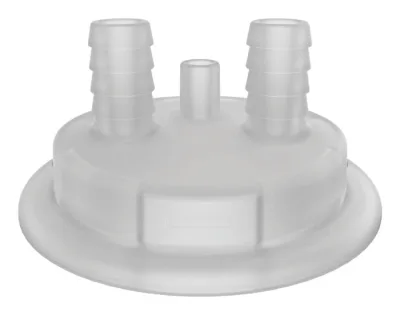 83mm Adapter for Carboy Cap, Two 1/2" Molded-in Hose Barbs and Vent