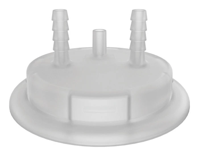 83mm Adapter for Carboy Cap, Two 1/4" Molded-in Hose Barbs and Vent - 12875