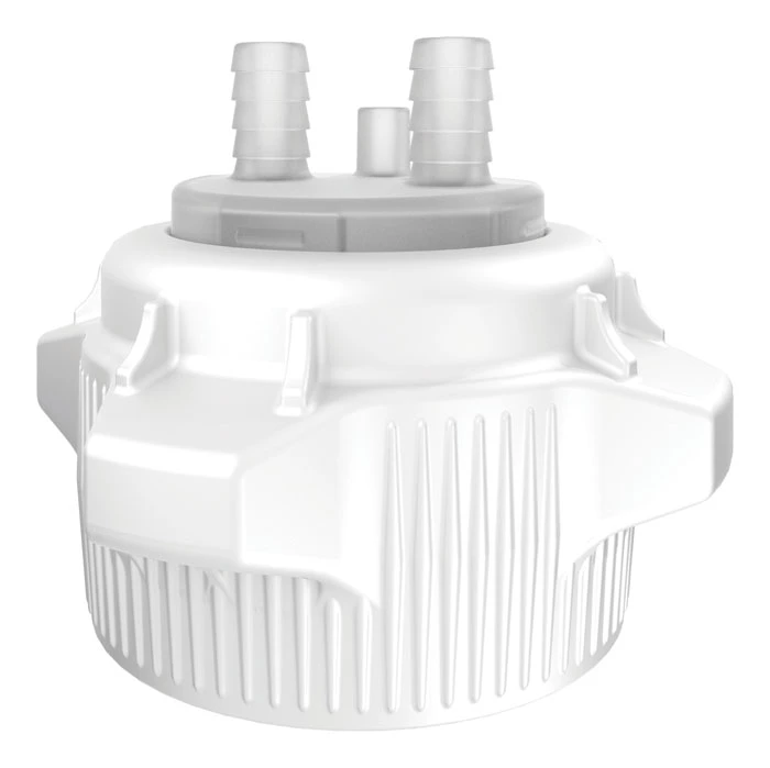 83mm Carboy Cap, Open Top with Adapter, Two 1/2" Molded-in Hose Barbs and Vent - 12860