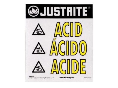 Acid Warning Label for Safety Cabinets, Large, Haz-Alert™
