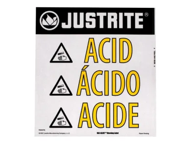 Acid Warning Label for Safety Cabinets, Small, Haz-Alert™