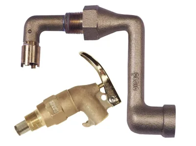 Brass drum Siphon Adapter No. 08311 for Draining thirty and fifty-five Gallon Drums, with Brass Self-Closing Faucet No. 08902