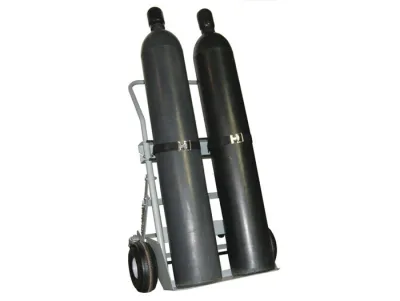 Double Cylinder Hand Truck, 10.5" Pneumatic Wheels, Rear Casters