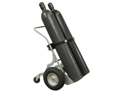 Double Cylinder Hand Truck, 16" Pneumatic Wheels, Rear Casters