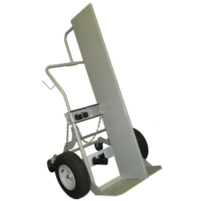 Double Cylinder Hand Truck with Firewall, 16" Pneumatic Wheels, Rear Casters