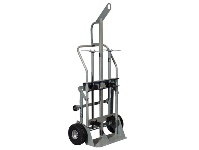 Double Cylinder Hand Truck with Hoist Ring, 10.5" Pneumatic Wheels, Rear Casters - 35026