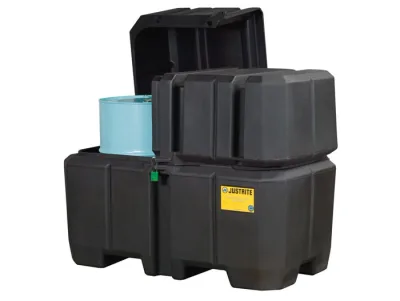 Double drum Collection Center, Dual Covers, Forklift Channels, EcoPolyBlend™, Black