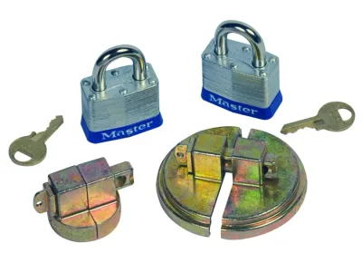drum Lock Set for Steel Drums, 1 set fits 2-In bung, 1 set fits 3/4-IN bung, 2 lock bars, 2 padlocks - #08510