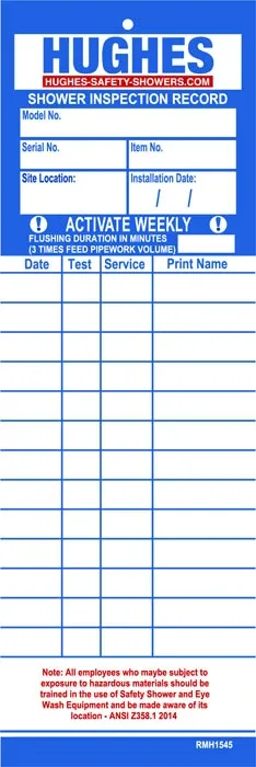 Equipment Inspection Record Cards - SERVICE-CARDS