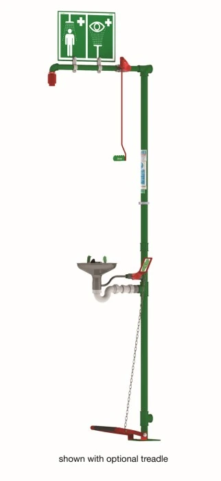 Floor Mount, Open Stainless Steel Bowl, Hughes Combination Shower, Galvanized Pipe, Top Inlet - 18G85G