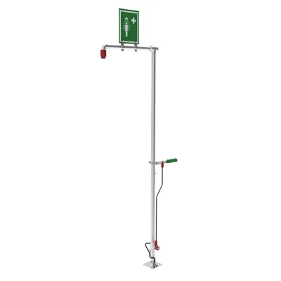 Floor Mount, Self-Draining Hughes Drench Shower, Stainless Steel Pipe - SD18GS