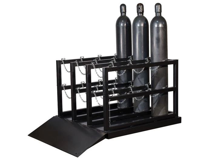 Gas Cylinder Barricade Rack, 12 Cylinder Capacity, with Ramp, Steel - 35226