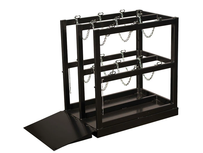 Gas Cylinder Barricade Rack, 6 Cylinder Capacity, with Ramp, Steel - 35224