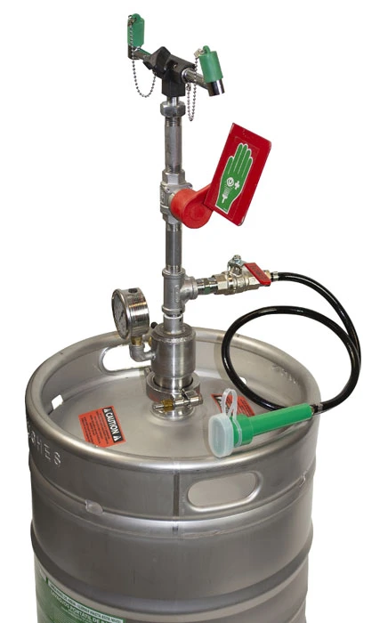 Keg-Mounted, 1 In-Line Nozzle, Hughes Handheld Drench Hose Eyewash Station - OPT50