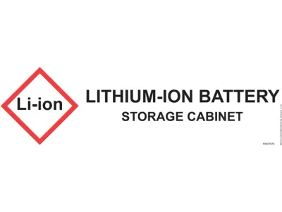 Lithium Ion Battery Storage Application Label