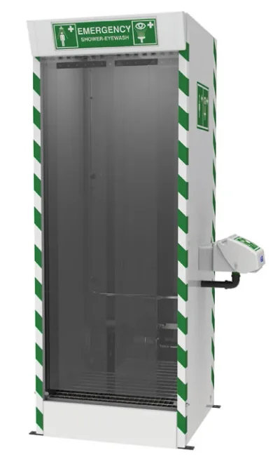 Multi-Nozzle Body Wash with Eye and Face Wash, Hughes Emergency Cubicle Shower - SD31K45G