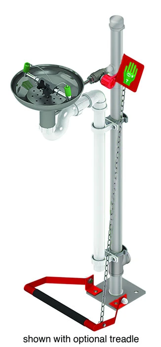 Pedestal Mount, Open Stainless Steel Bowl, Hughes Eye/Face Wash, Galvanized Pipe - 85GP