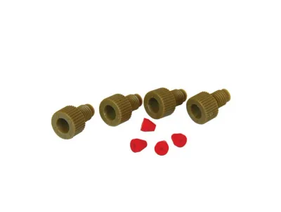 Replacement 1/16" OD Tube Fittings with PCTFE Ferrules, for HPLC Stainless Steel Manifold, Set of 4