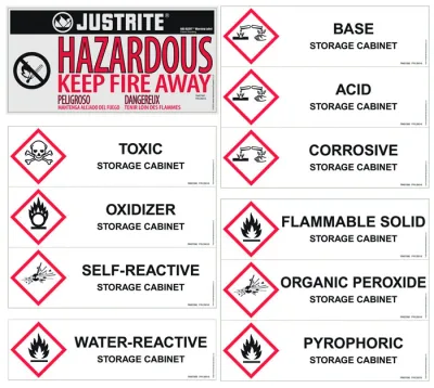 Replacement/ Retrofit Label Pack for Hazardous Material Cabinets