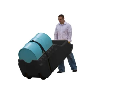 Spill Containment Indoor/Outdoor drum Caddy, Fits 55 Gallon Drums, EcoPolyBlend™, Black