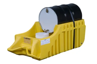 Spill Containment Indoor/Outdoor drum Caddy, Fits 55 Gallon Drums, Polyethylene, Yellow
