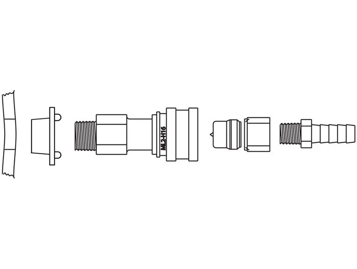 Stainless Steel Fitting Disconnect Assembly with PTFE for 3/8-IN ID Tube, Installed - 12014
