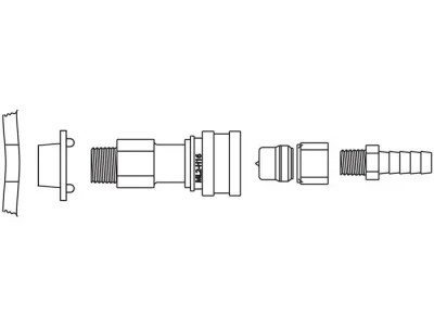 Stainless Steel Fitting Disconnect Assembly with PTFE for 3/8-IN ID Tube, Installed
