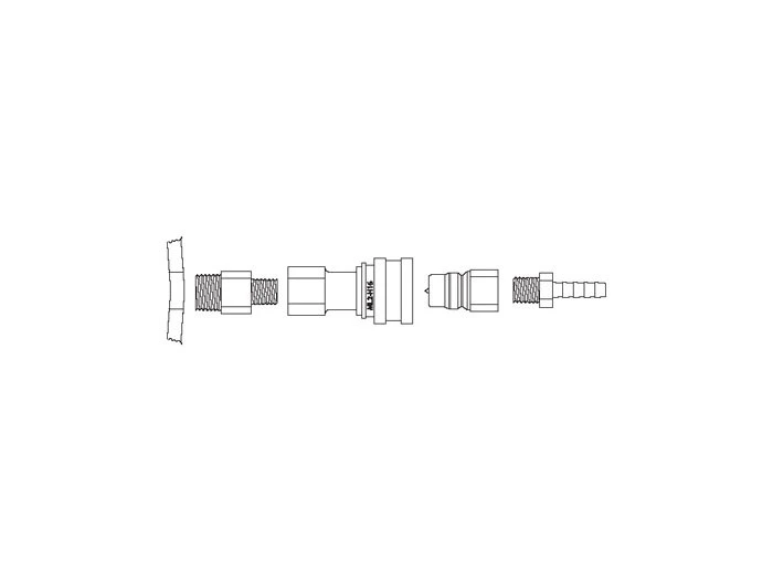 Stainless Steel Fitting Disconnect Assembly with Viton for 1/4-IN ID Tube, Installed - 12015