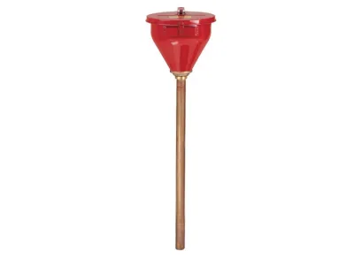 Steel drum Funnel for Flammables, 32" Flame Arrester, Self-Closing Cover, 2" Bung, Red