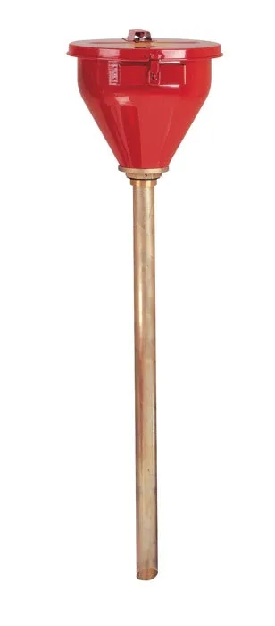 Steel drum Funnel for Viscous Liquids, 33" Brass Tube, Self-Closing Cover, 2" Bung, Red