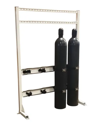 Steel Gas Cylinder Process Stand, 4 Cylinder Capacity, In-Line