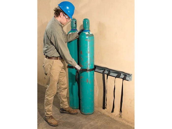 Steel Gas Cylinder Support Bracket, Four 12" Cylinder Capacity, Wall Mount - 35276