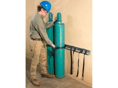 Steel Gas Cylinder Support Bracket, Four 12" Cylinder Capacity, Wall Mount