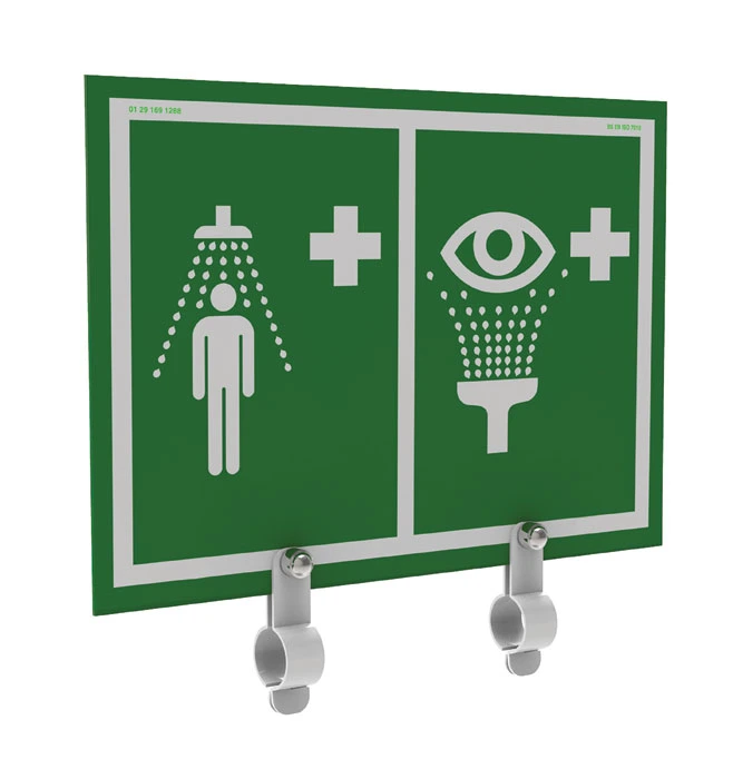 Universal Safety Shower and Eye/Face Wash Sign for Hughes Outdoor Showers w/o Insulation - ES-BRAC-SIGN-UN