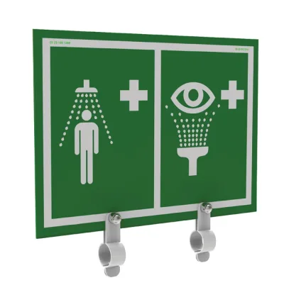 Universal Safety Shower and Eye/Face Wash Sign for Hughes Outdoor Showers w/o Insulation - ES-BRAC-SIGN-UN