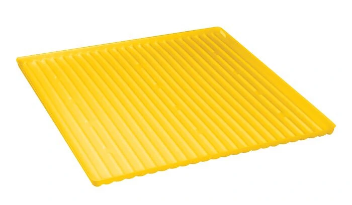 Yellow Polyethylene Tray and Sump combination for shelf no. 29944 or 60-Gallon safety cabinet