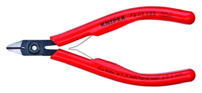 Knipex 7502 Electronics Side Cutting Pliers - 125mm, 1.3mm, Very small facet (Flush)