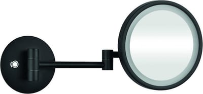 Kriss Athena Cosmetic Mirror 200 mm Round Matte Black with Frame Light